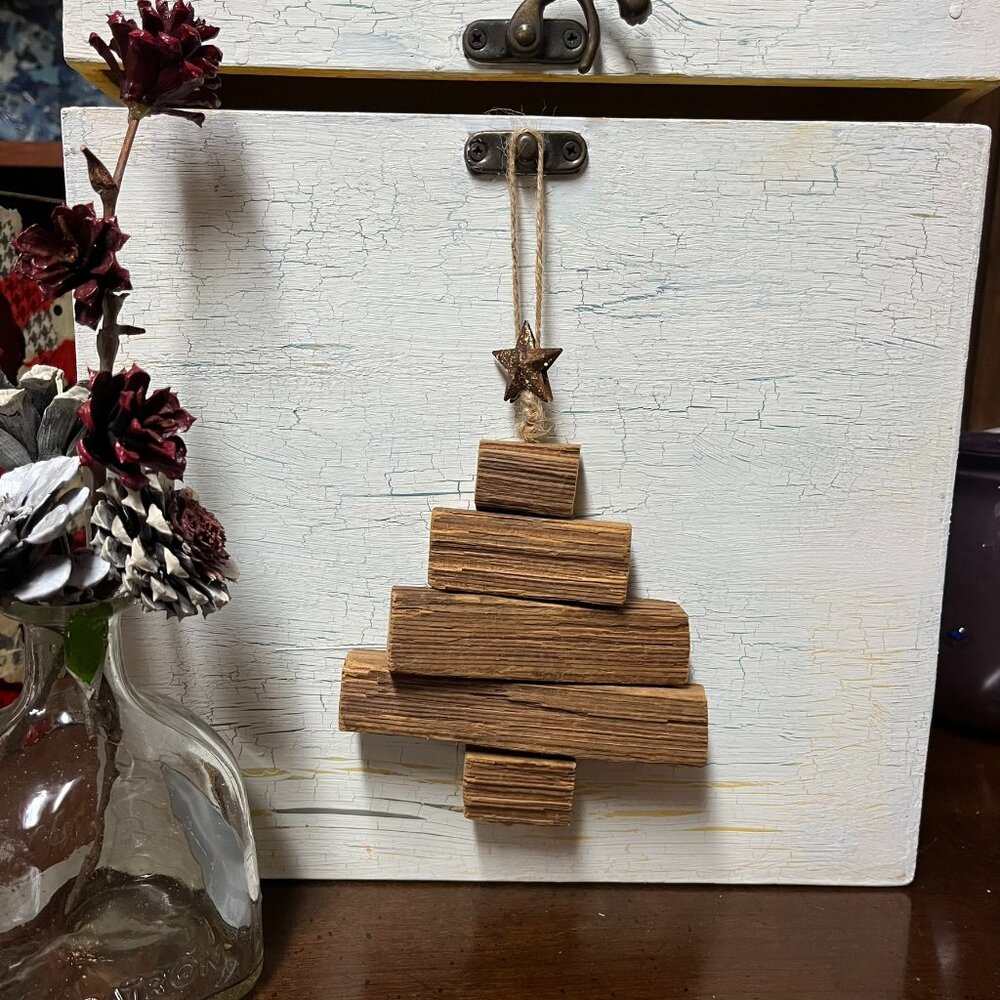 christmas tree ornament - handcrafted from authentic vintage NC tobacco sticks